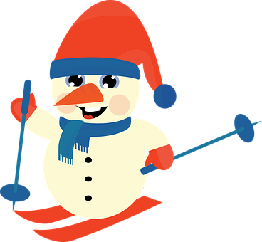 Cartoon Snowman Skiing