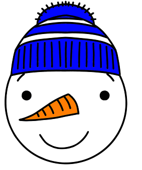Cartoon Snowmanwith Blue Hat