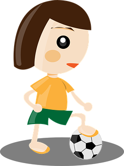 Cartoon Soccer Player Girl Footon Ball