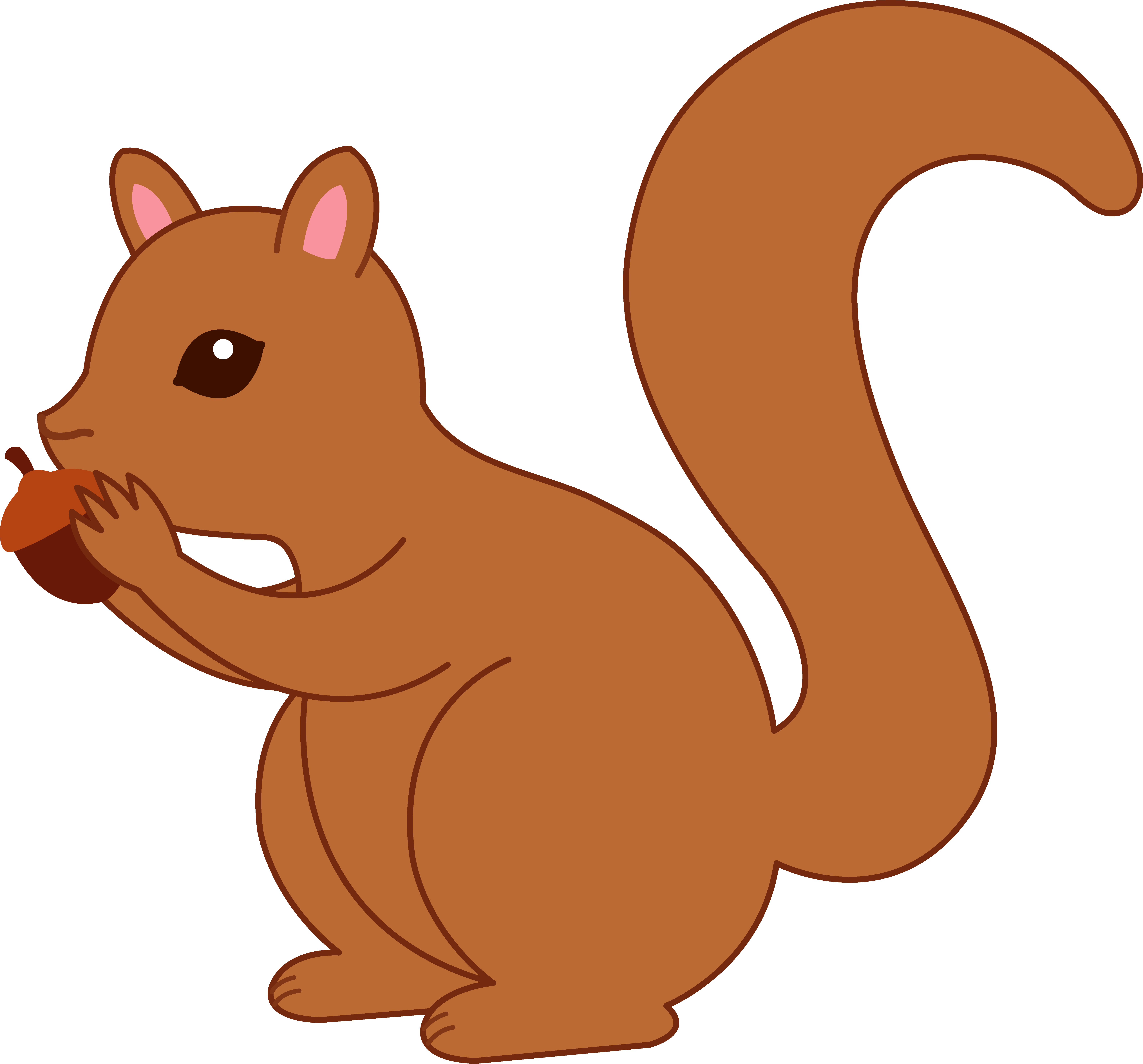 Cartoon Squirrel Eating Acorn