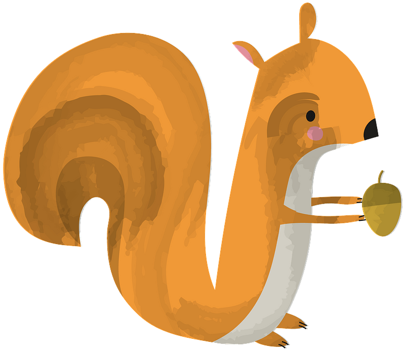 Cartoon Squirrel Holding Acorn