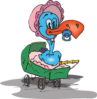 Cartoon Stork Delivering Baby