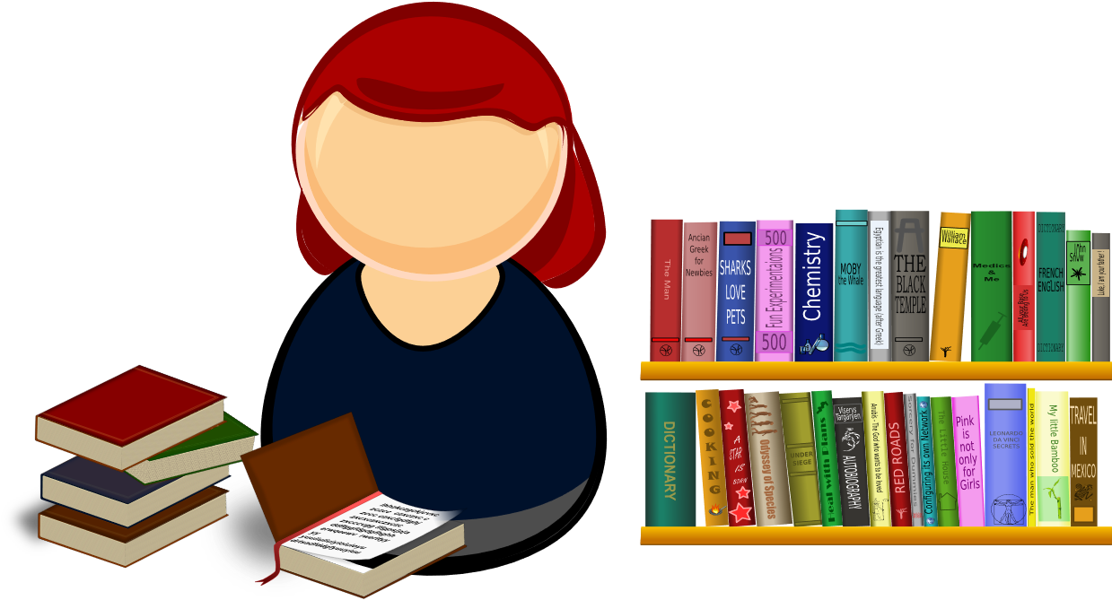 Cartoon Student Studying With Books Clipart