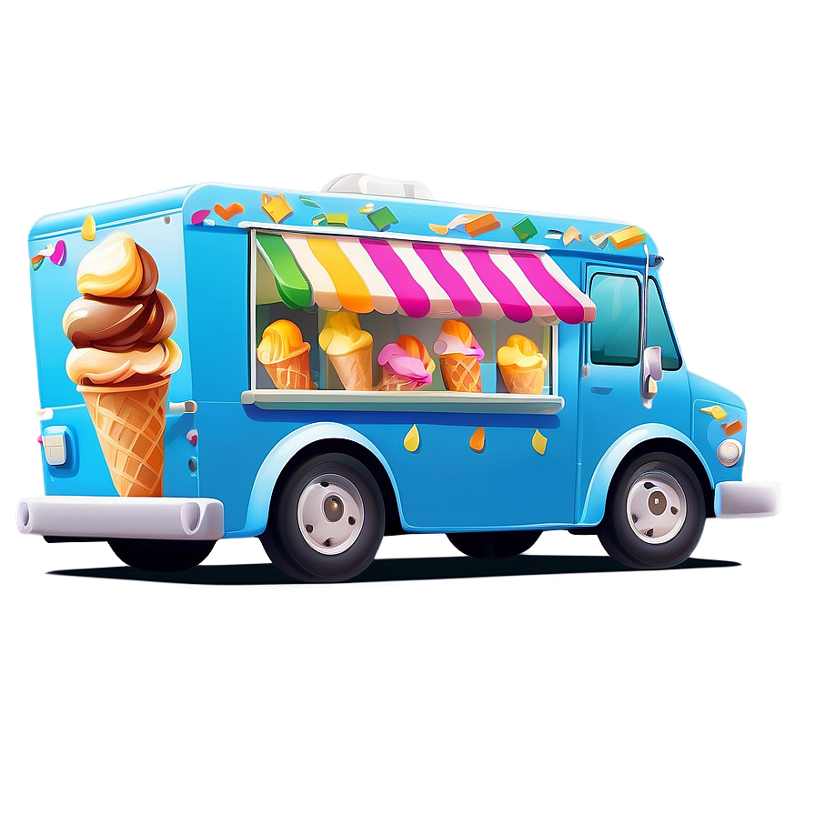 Cartoon Style Ice Cream Truck Png 06122024