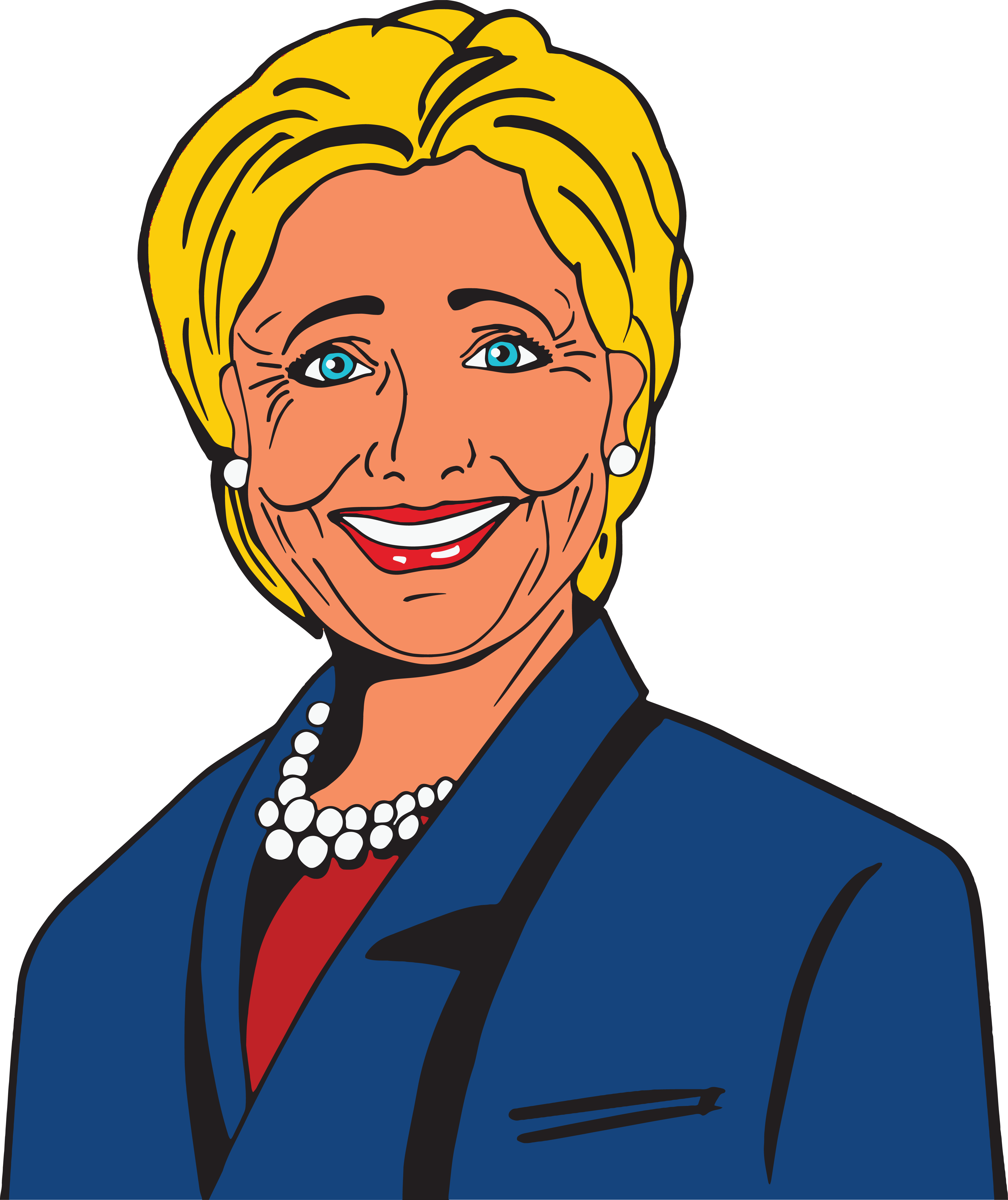 Cartoon Style Portraitofa Womanin Blue Suit