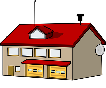 Cartoon Style Red Roof House