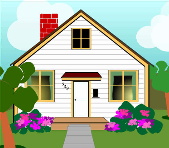 Cartoon Style Suburban House