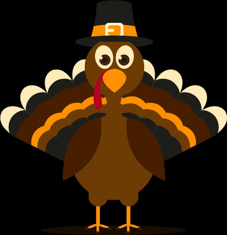 Cartoon Thanksgiving Turkeywith Pilgrim Hat