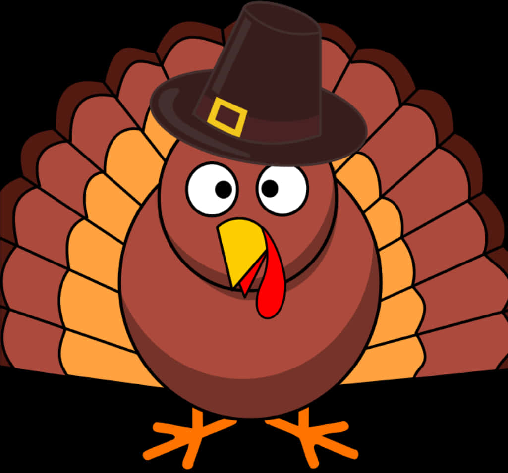 Cartoon Thanksgiving Turkeywith Pilgrim Hat