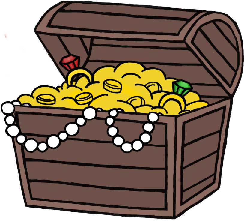 Cartoon Treasure Chest Fullof Goldand Jewels.png