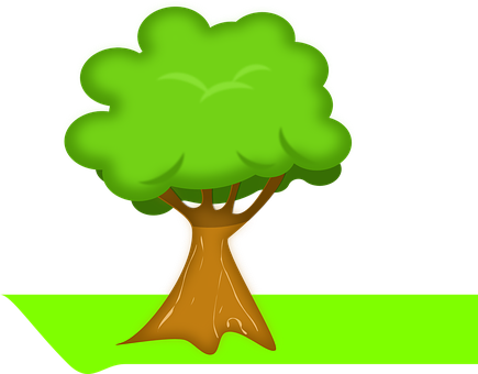 Cartoon_ Tree_on_ Black_ Background