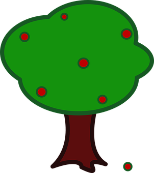 Cartoon Treewith Red Fruits