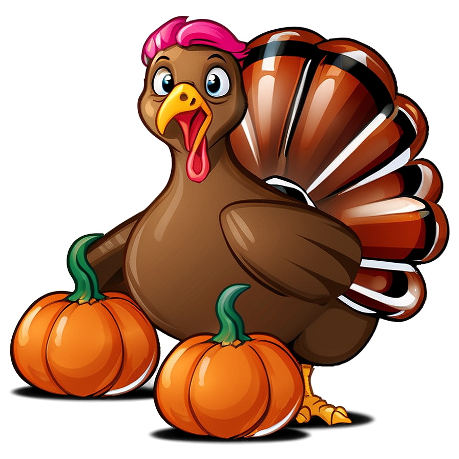 Cartoon Turkey With Pumpkins Png Rxi80