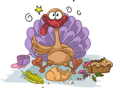 Cartoon Turkeywith Thanksgiving Dinner