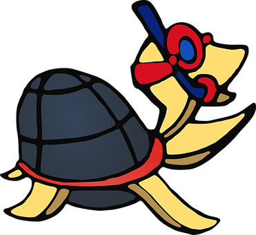 Cartoon Turtle With Snorkel Gear