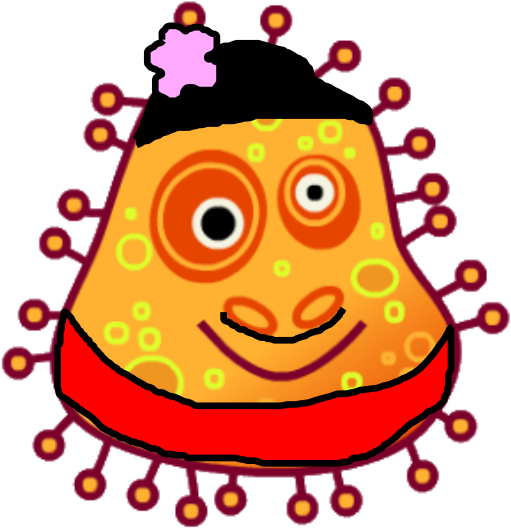 Cartoon Virus Character Smiling