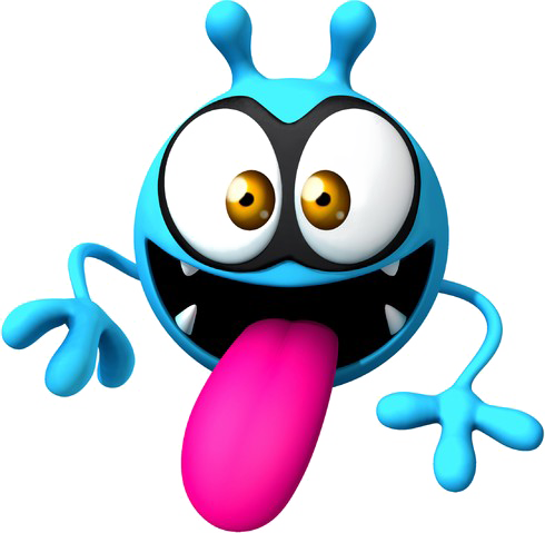 Cartoon Virus Character Sticking Out Tongue