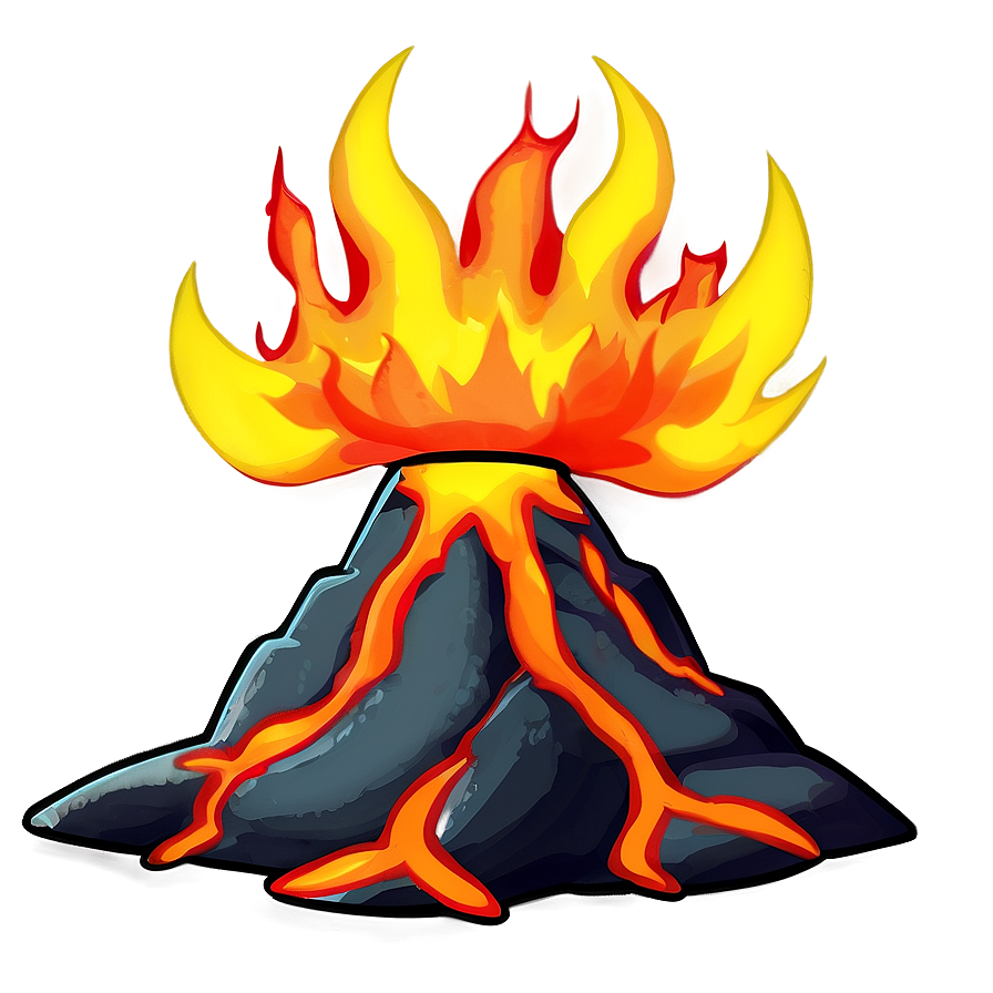 Cartoon Volcano Fire Png Aao15