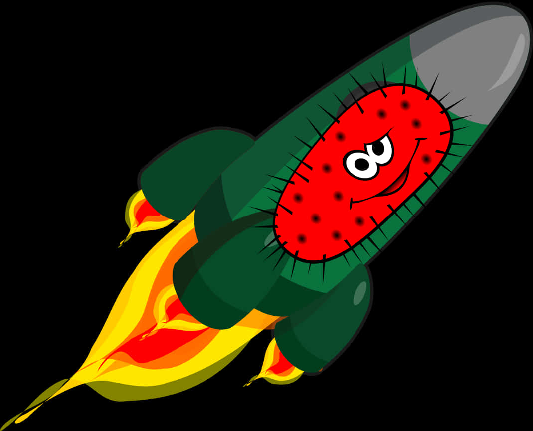 Cartoon Watermelon Rocket Illustration