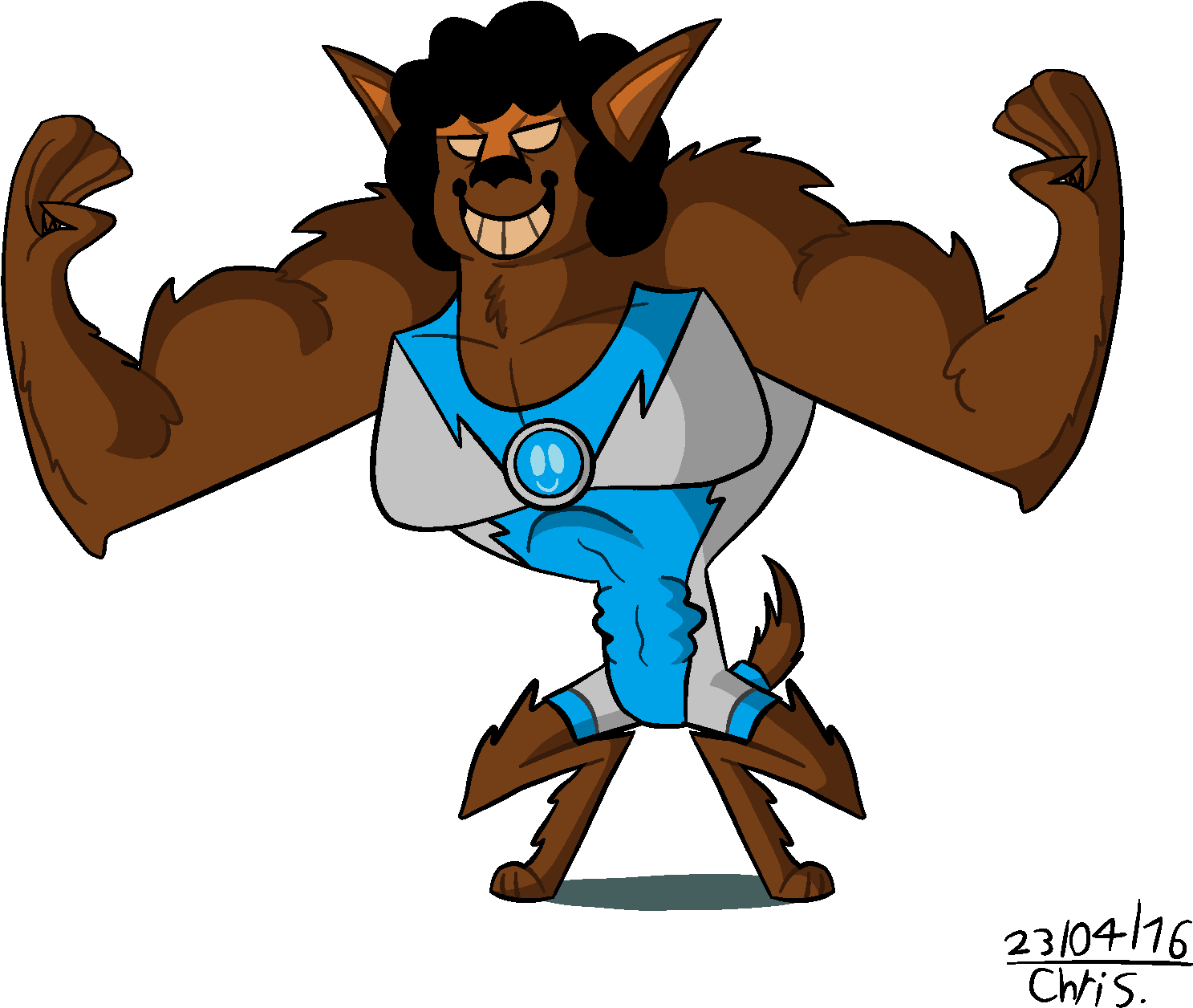 Cartoon Werewolf Superhero Pose