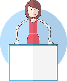 Cartoon Woman Holding Sign