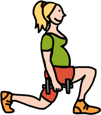 Cartoon Woman Performing Lunges