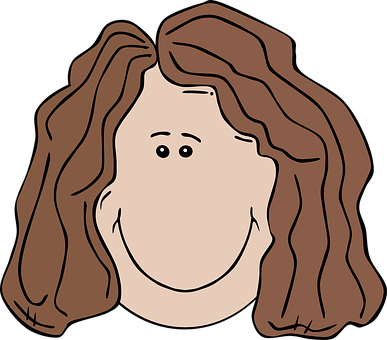 Cartoon Woman Smiling Brown Hair