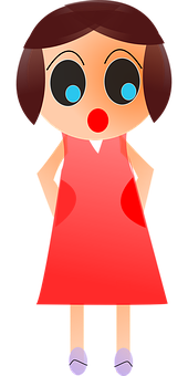 Cartoon Womanin Red Dress