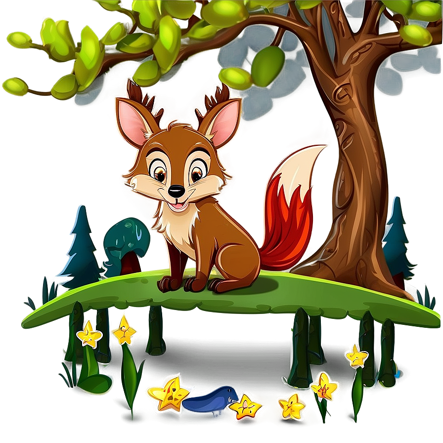 Cartoon Woodland Animal Scene Png Yqo