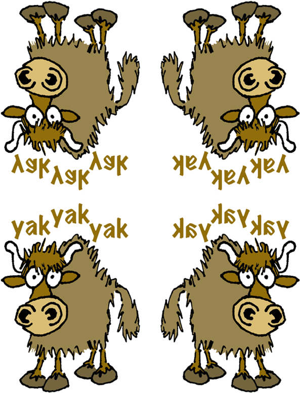 Cartoon Yaks Repeating A S K Y A K Pattern