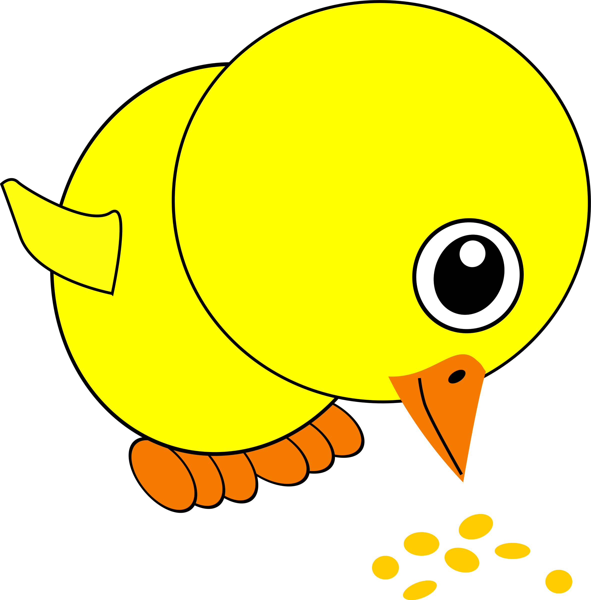Cartoon Yellow Bird Feeding