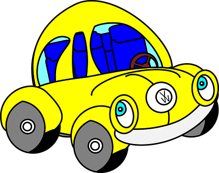 Cartoon Yellow Volkswagen Beetle