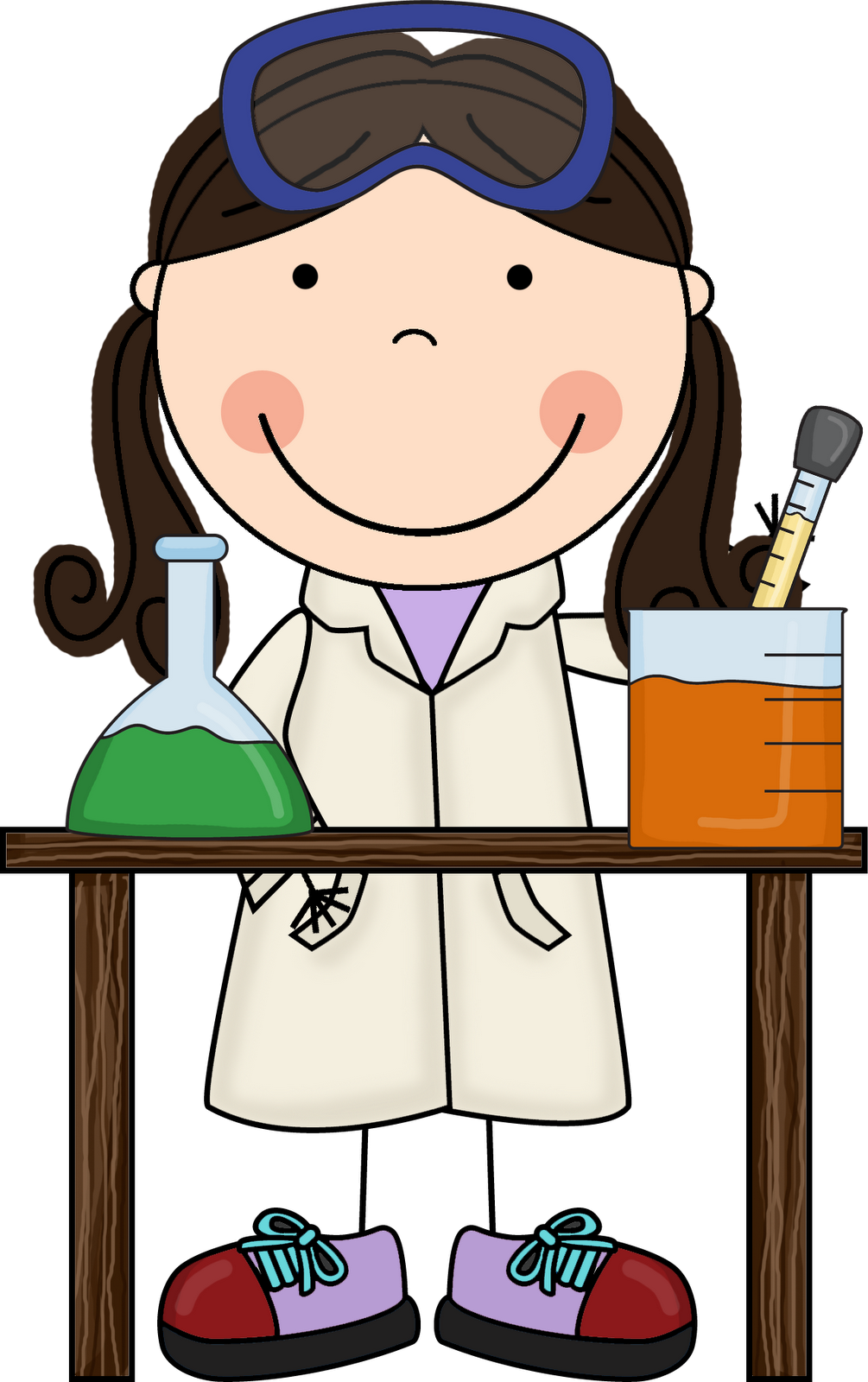 Cartoon Young Scientist Experimenting