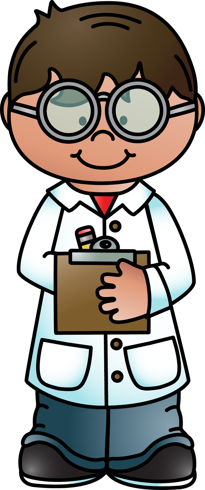 Cartoon Young Scientistwith Clipboard