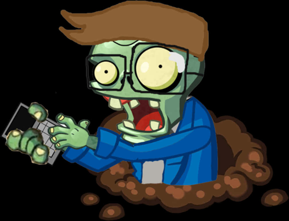 Cartoon Zombie With Smartphone