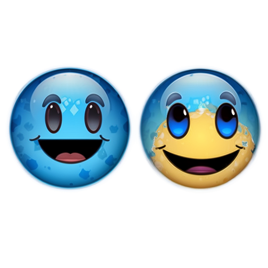 Cartoonish Blue Emojis Png Set 15