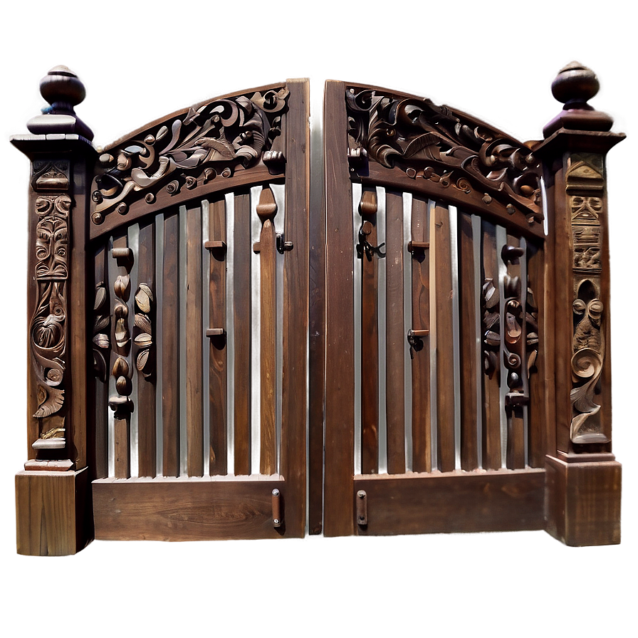 Carved Detail Wood Gate Png 05242024