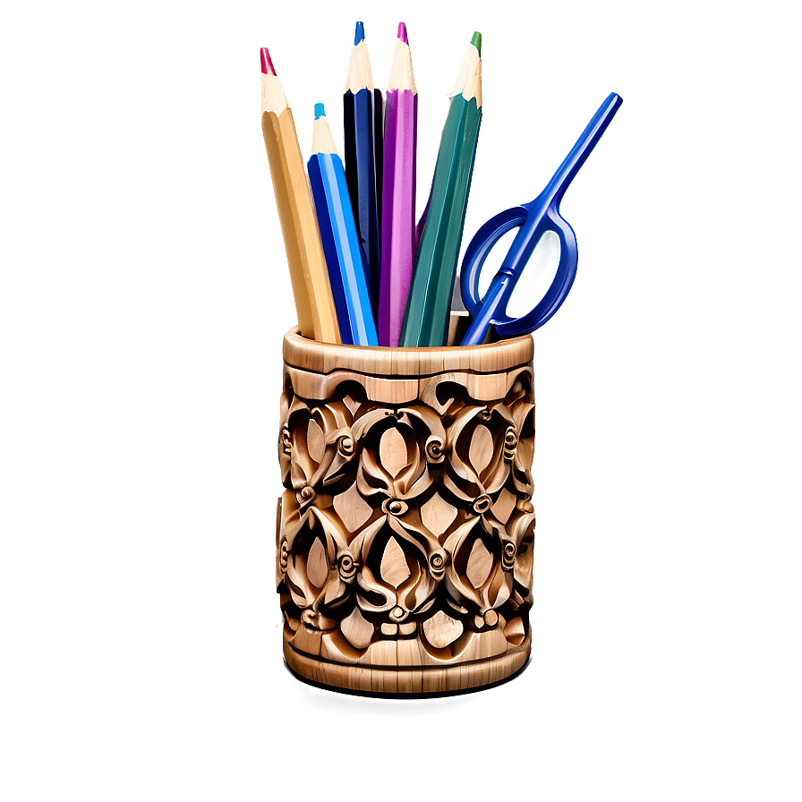 Carved Pencil Holder Png 06282024