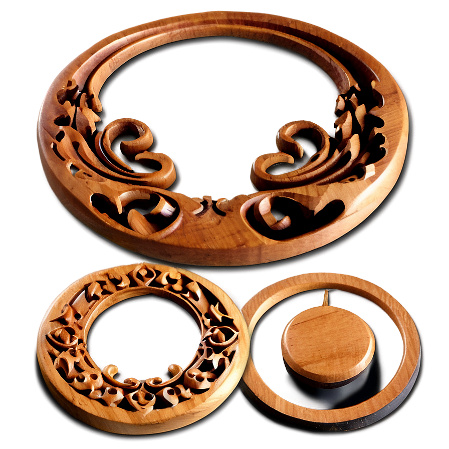 Carved Wood Circle Ornament Png 65