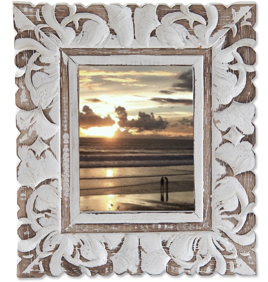 Carved Wooden Frame Sunset Beach View