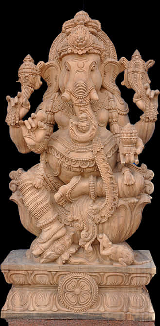Carved Wooden Vinayagar Statue