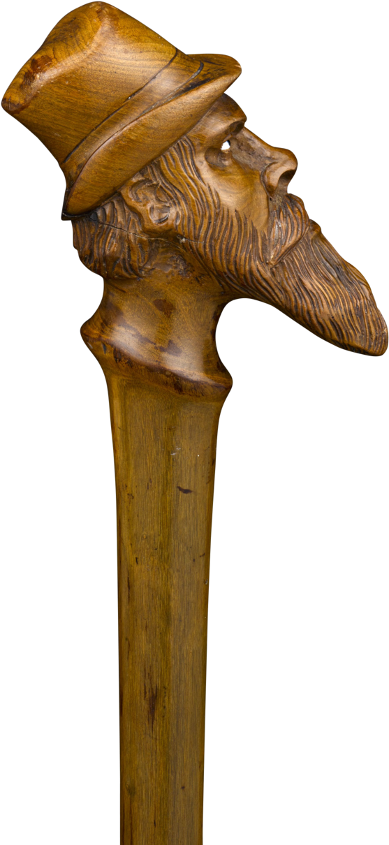 Carved Wooden Walking Stickwith Bearded Man Topper