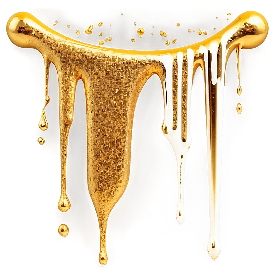 Cascading Gold Glitter Drip Png 06282024