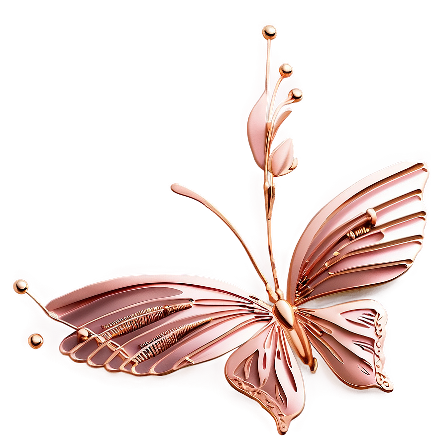 Cascading Rose Gold Butterfly Png Phw44