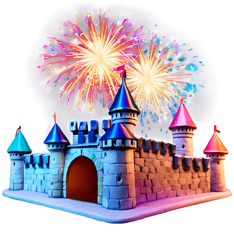 Castle With Fireworks Png 51