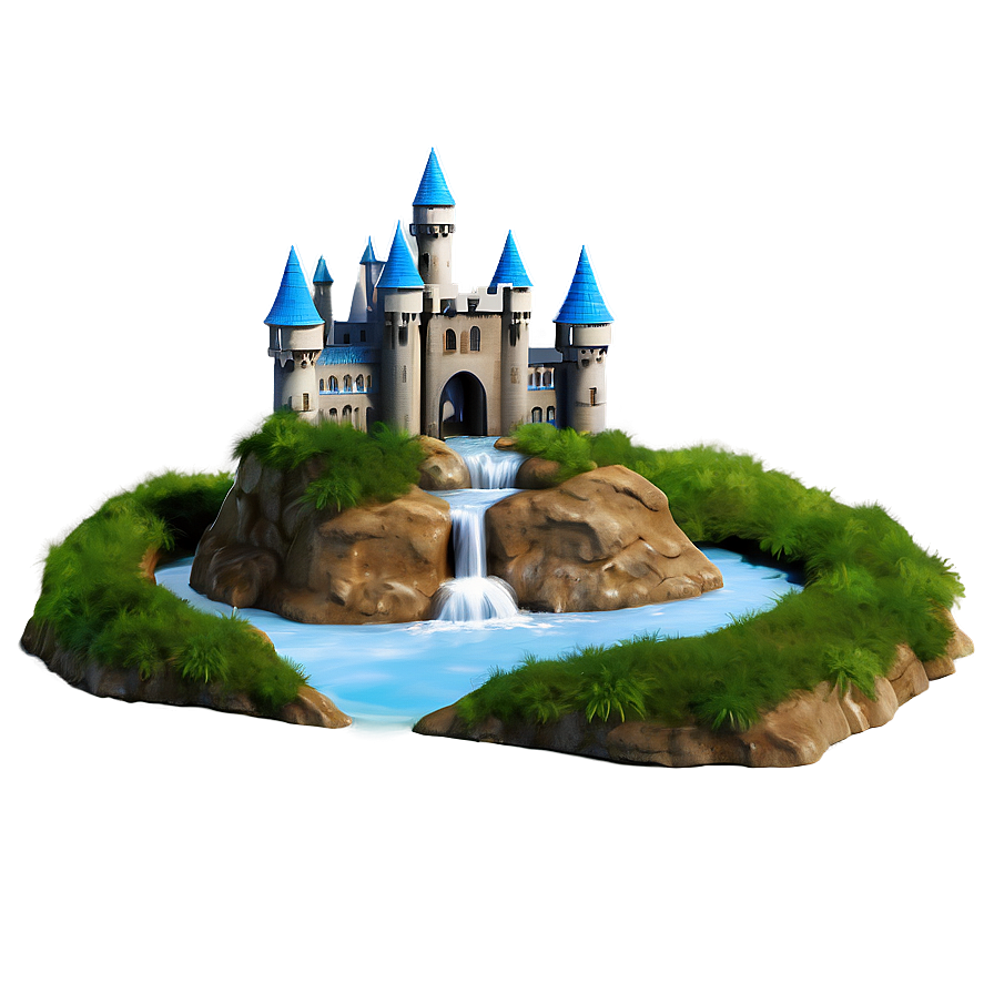 Castle With Waterfall Png 76