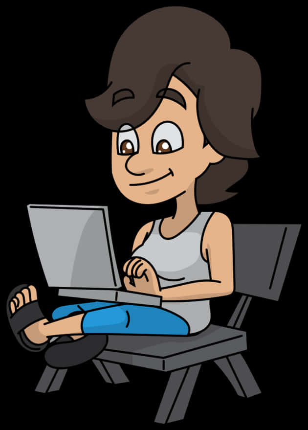 Casual Laptop User Cartoon