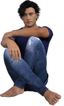 Casual Man Sitting Pose3 D Render