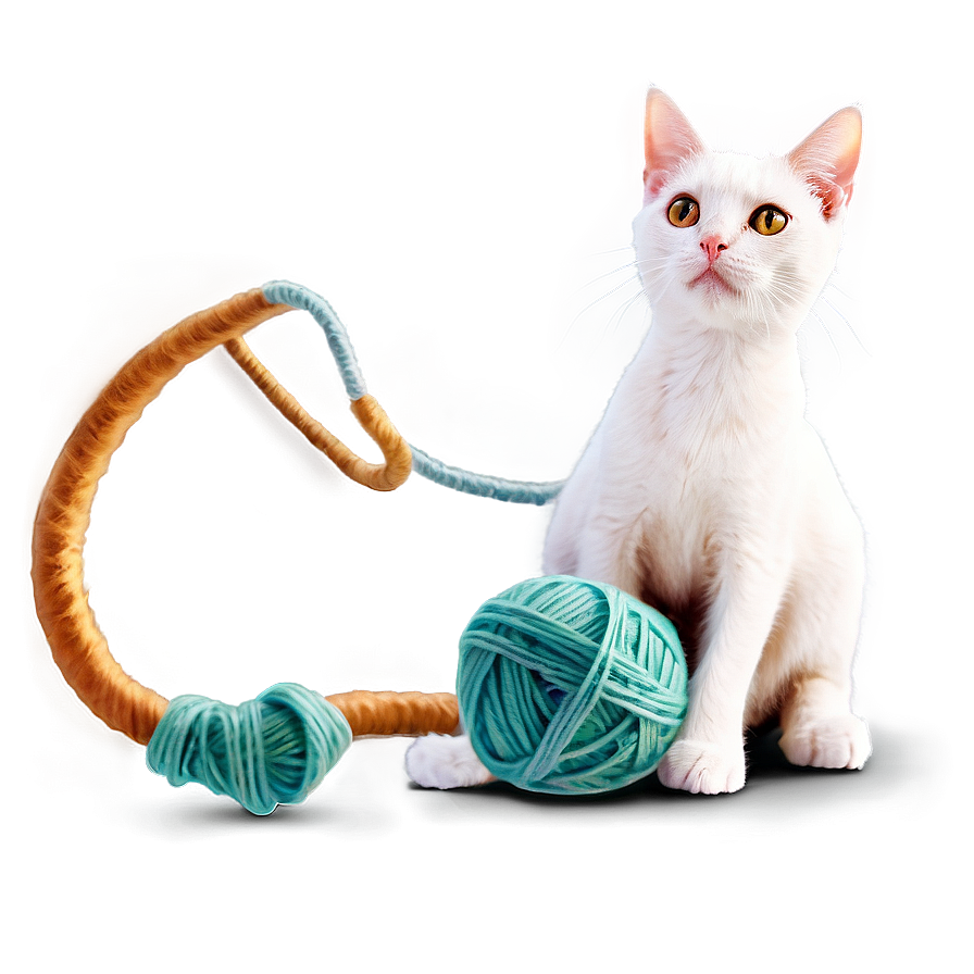 Cat And Yarn Playful Png B