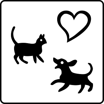 Cat Dog Heart Silhouette